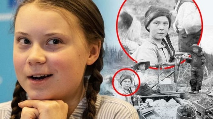 Environmentální aktivistka Greta Thunbergová spatřena na fotografii z roku 1898