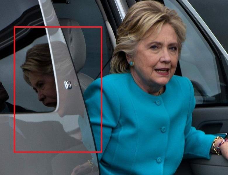 Nevysvětlitelná fotografie Hillary Clintonové není sestřih.