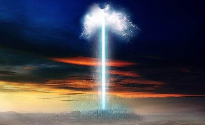 UFO zachytil plazmový paprsek ze země