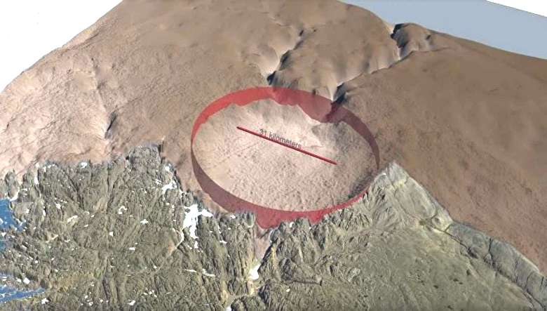 Pod ledem Grónska je obrovský kráter, který zanechal meteorit.