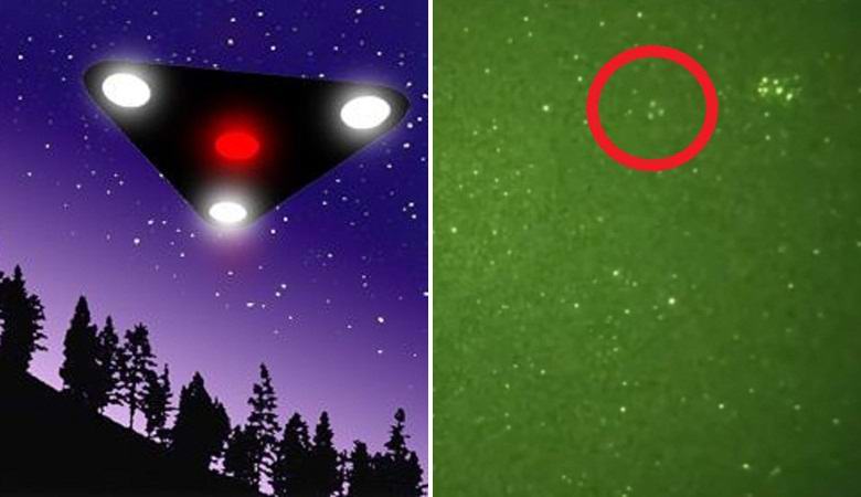Trojúhelníkový UFO spatřený na noční obloze nad Spojenými státy