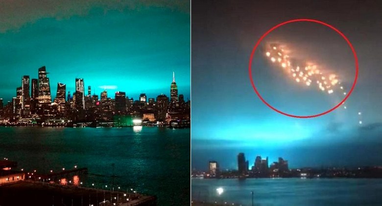Na obloze nad New Yorkem blikalo mnoho záhadných jasných světel.